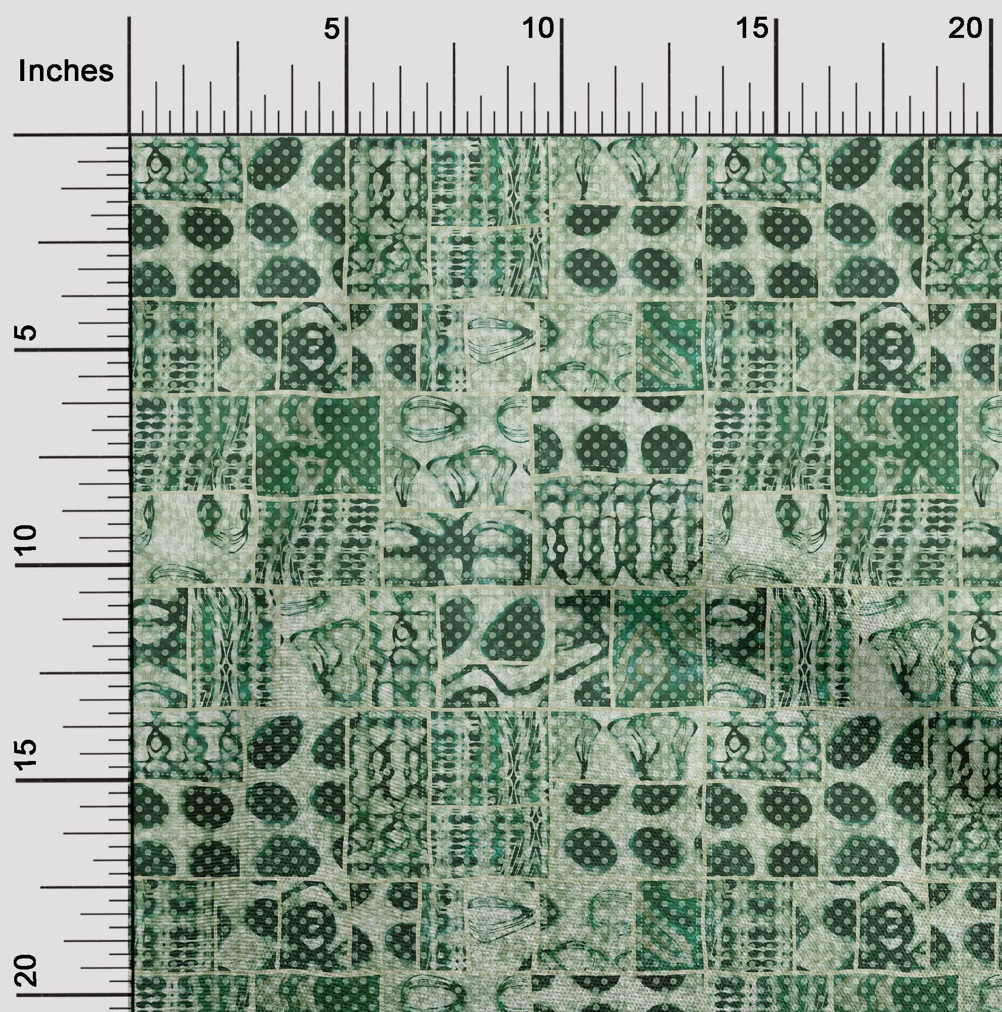 oneOone Polyester Spandex Green Fabric - Asian Batik Print DIY Sewing Material by The Yard (56