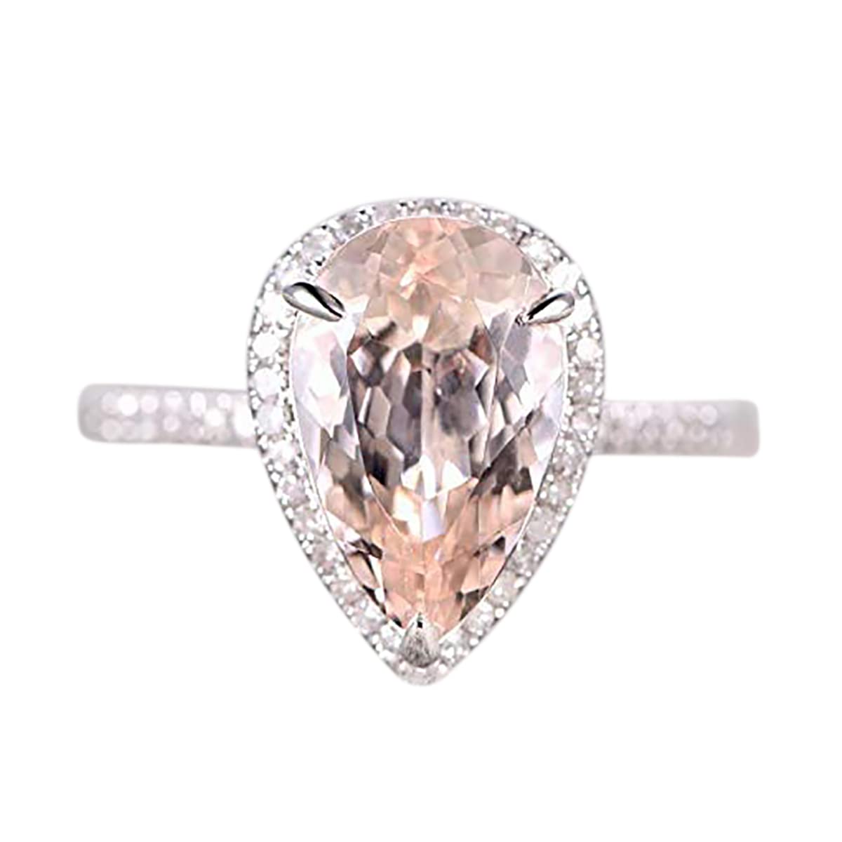 1.5Ct Morganite Diamond Halo Ring 18K Gold Plated - Elegant Engagement Jewelry for Women