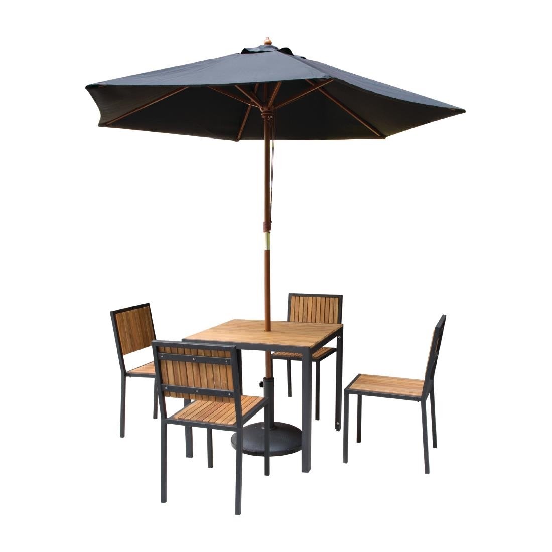 Bolero Square Steel and Acacia Wood Dining Table 800mm - Modern Kitchen & Patio Furniture for Small Spaces