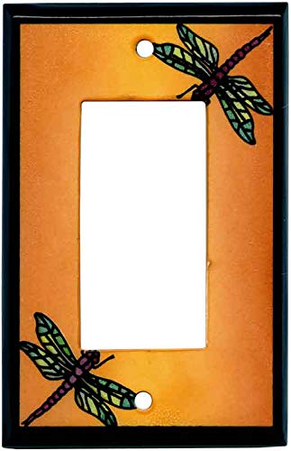 Dragonfly Ceramic GFCI Rocker Switch Plate Covers - Decorative Outlet Cover for Bathroom, Kitchen & Outdoor Use