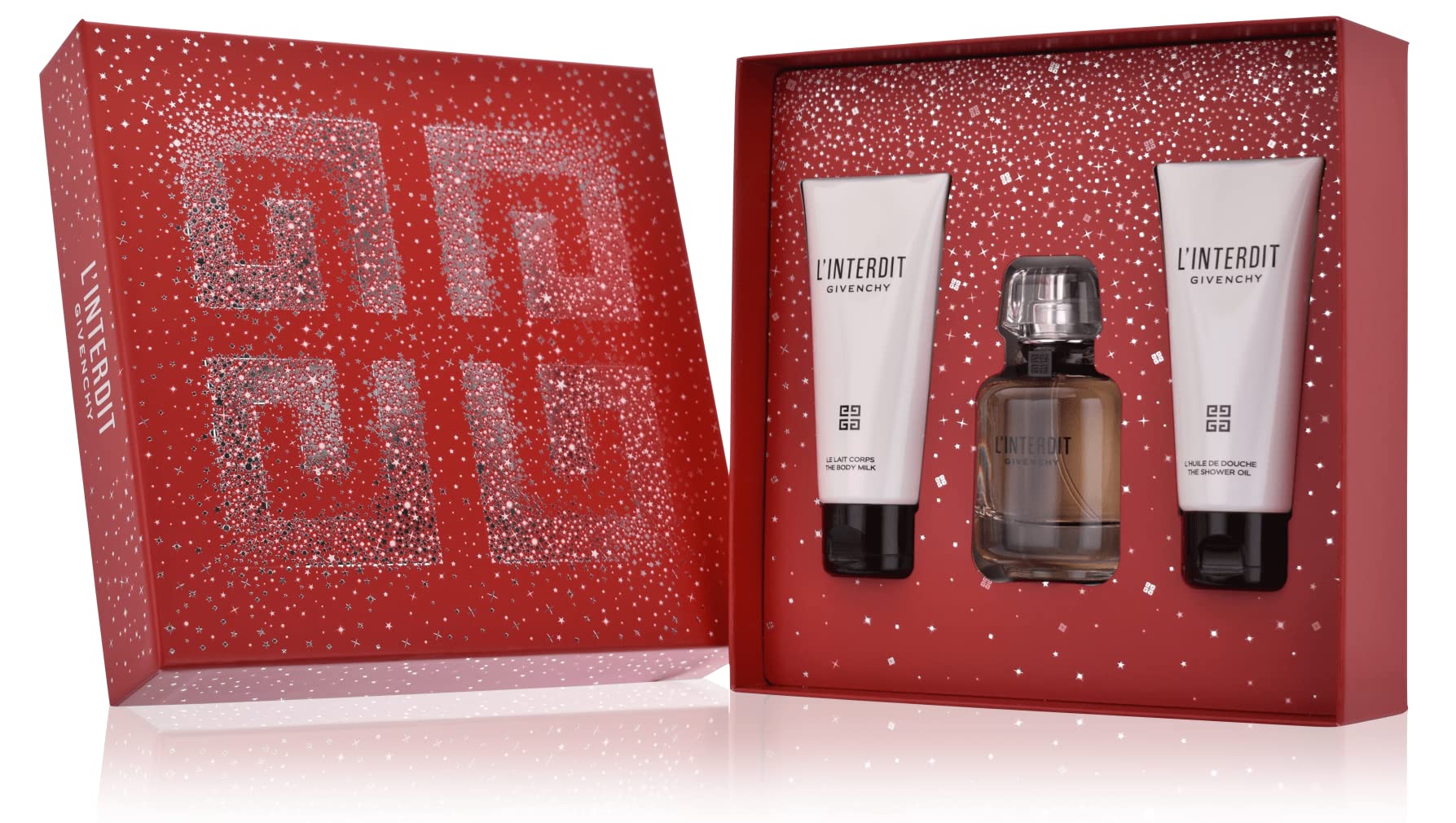 Givenchy L'INTERDIT 3-Piece Luxury Gift Set for Women - 2.7oz Eau De Parfum Spray + 2.5oz Body Lotion + 2.5oz Shower Oil - Perfect for Valentine's Day, Anniversary & Birthday Gifts