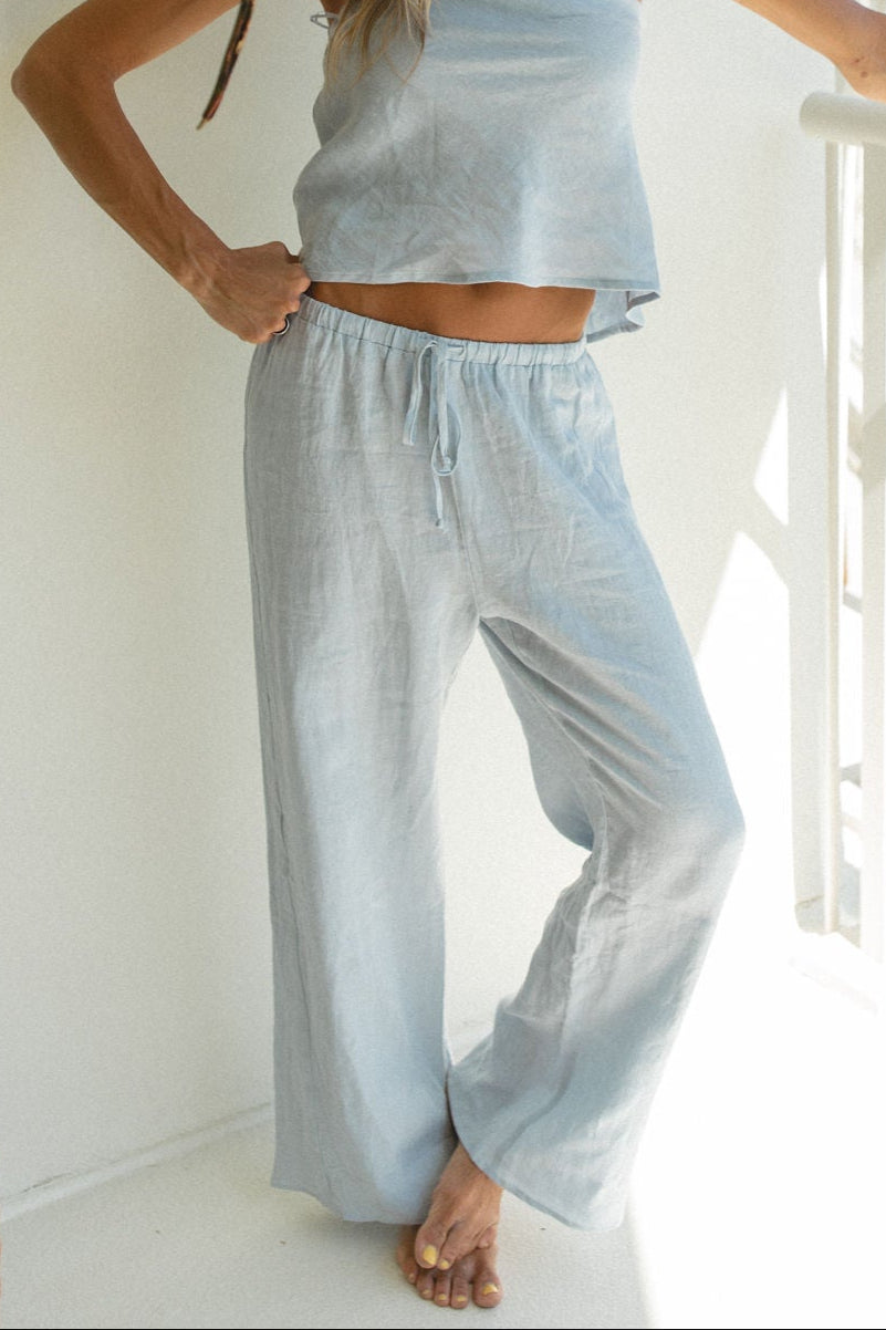 Capri Linen Drawstring Pants for Women - Breathable Summer Casual Pants with Elastic Waist - Perfect for Beach, Yoga, and Lounge Wear