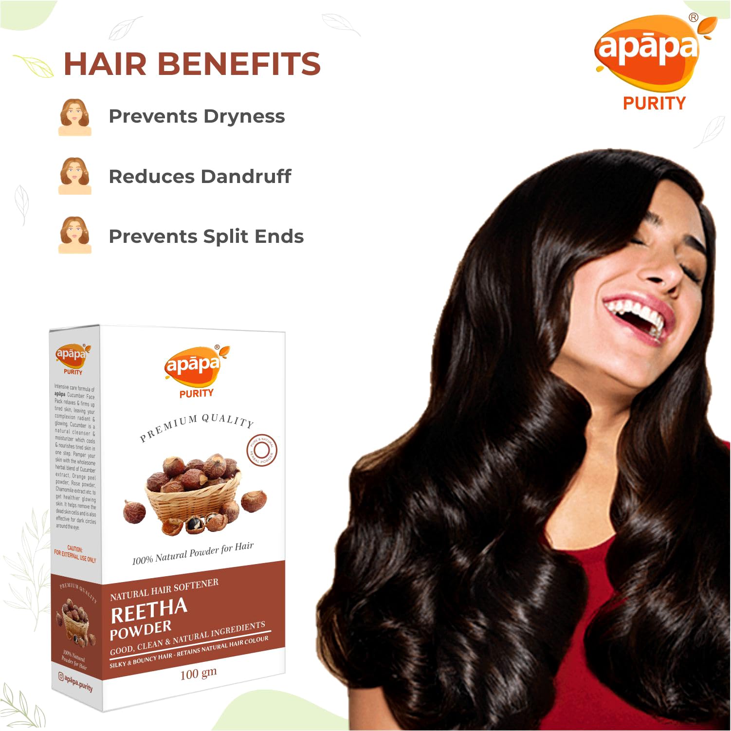 **Organic Reetha Powder Hair Pack - 100% Natural, Chemical-Free Hair Cleanser for pH Balance, Shine & Dandruff Control | Reduces Hair Fall, Softens & Strengthens Hair | Vegan, Cruelty-Free (100g) – Ideal for Daily Hair Care & Scalp Treatment**