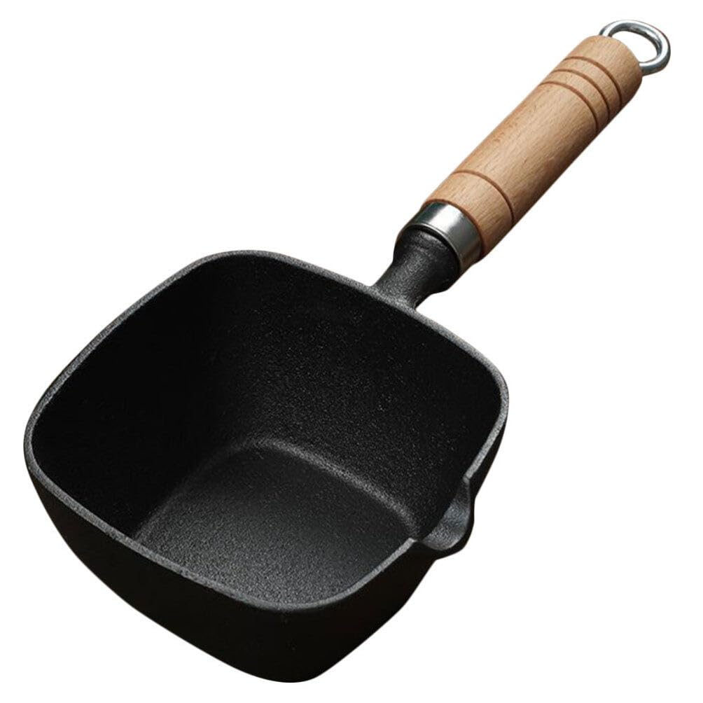 Yardwe 4 Inch Cast Iron Butter Melting Pot with Wooden Handle - Premium Oil Heating Cookware for Kitchen, Camping & Outdoor Cooking - Perfect for Melting Butter, Wax, Chocolate & Essential Oils