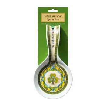 Irish Weave & Shamrock Spoon Rest - Ceramic Kitchen Decor for St. Patrick's Day & Irish Themed Cooking - Perfect for Soups, Sauces, and Serving Dishes