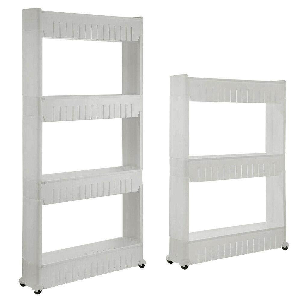 VioliytyC 3/4 Tier Slim Slide-Out Kitchen Storage Cart - Space-Saving Mobile Shelving Unit for Pantry, Bathroom & Closet Organization - Perfect for Small Gaps, Under Sink & Cabinet Storage