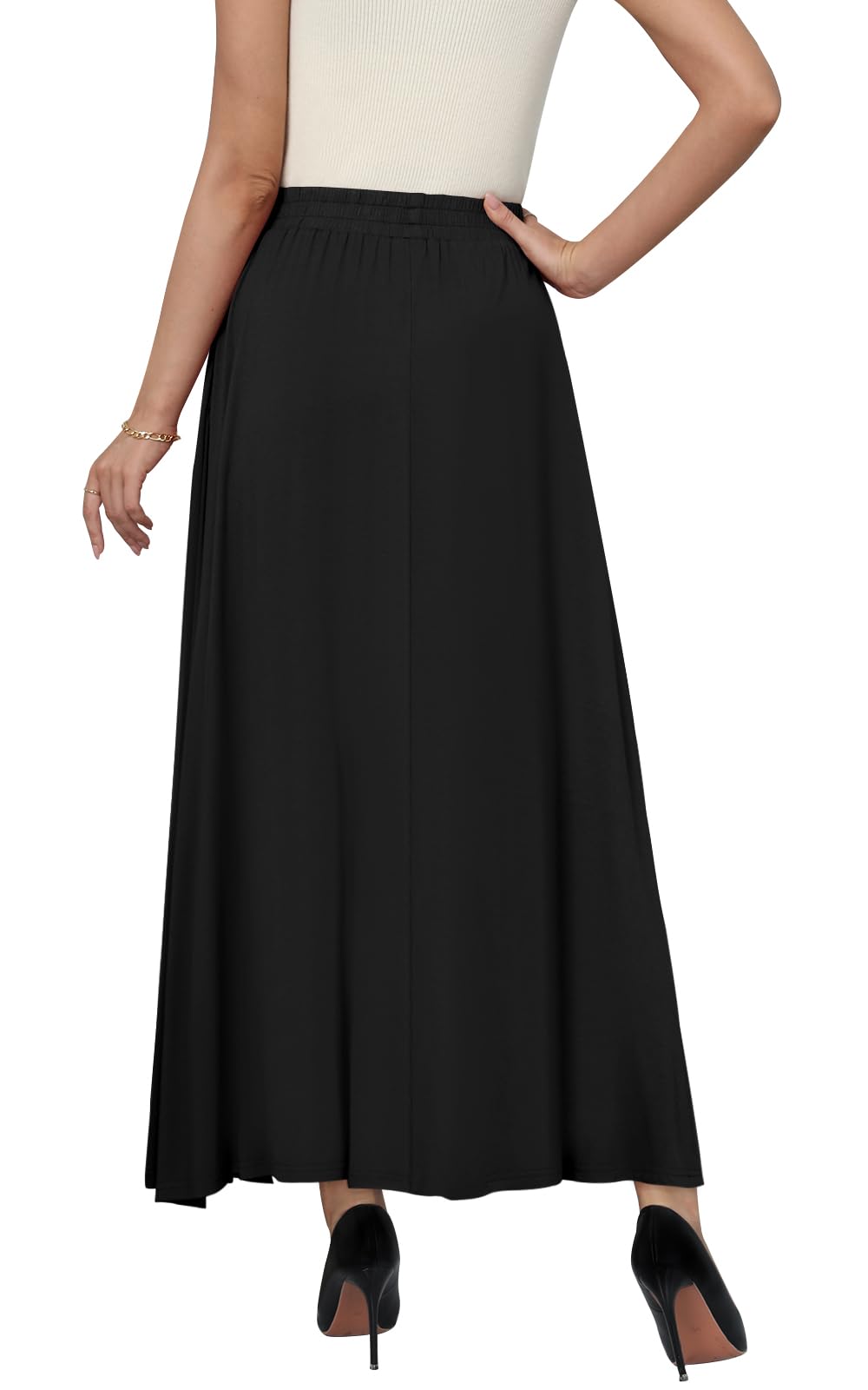 Women's Flowy High Waisted Maxi Skirt with Pockets - Casual Long Skirt for Summer, Beach, Travel & Everyday Wear