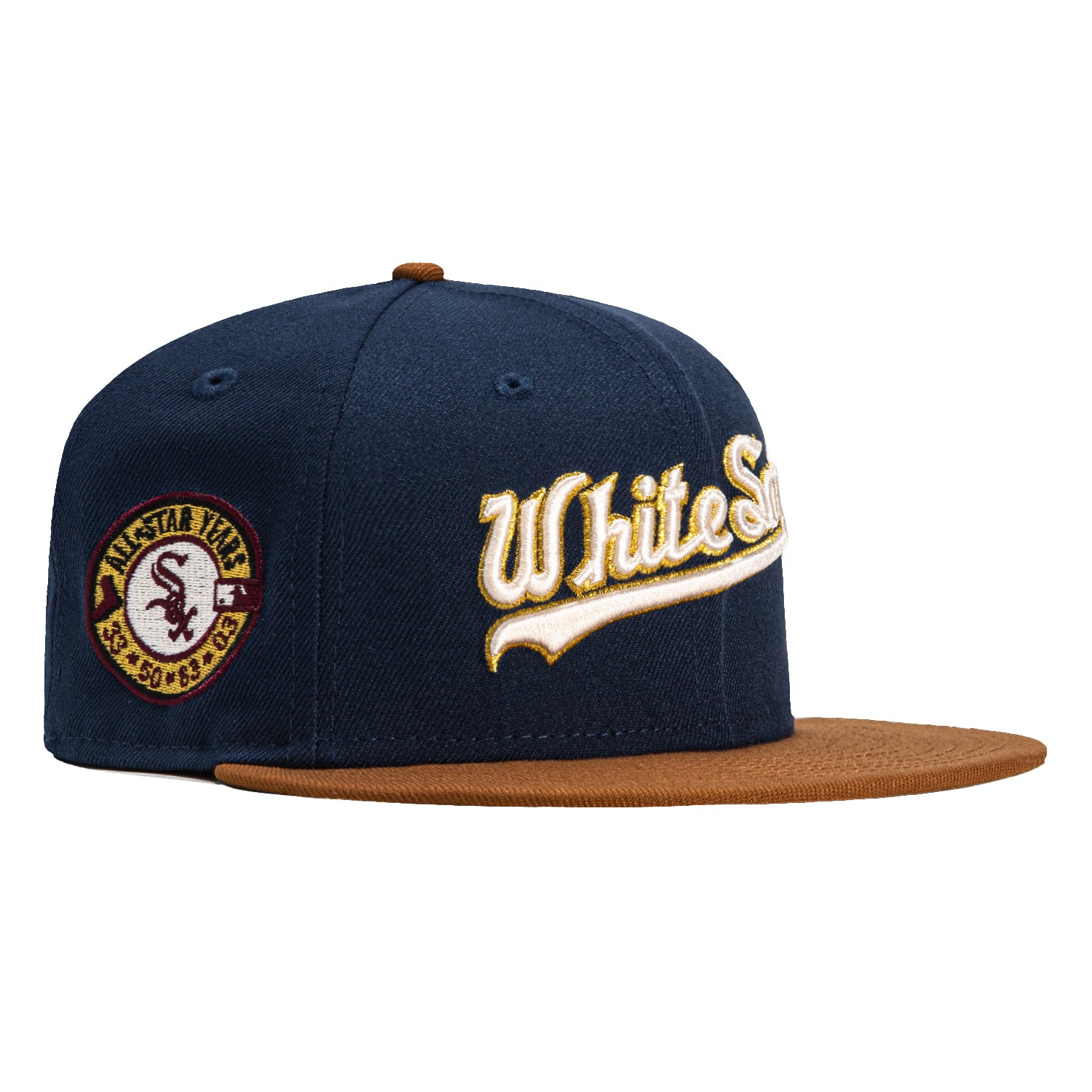 New Era 59Fifty Chicago White Sox All Star Years Patch Script Hat - Navy & Khaki Adjustable Baseball Cap for Men - Perfect for Games, Fan Events & Streetwear Fashion