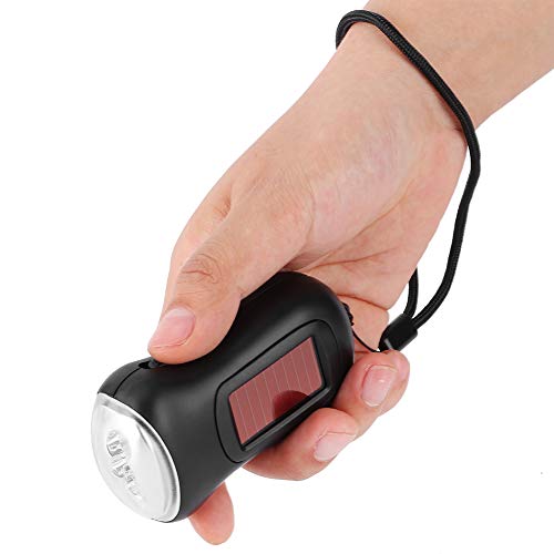 Hand Crank Solar Powered Flashlight - Emergency Rechargeable LED Flashlight with Dynamo for Outdoor Camping, Hiking, Survival & Power Outages