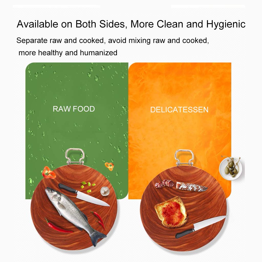 Premium Ironwood Reversible Round Cutting Board - Whole Wood Kitchen Chopping Board for Vegetables, Fruits, Meat - 4 Size Options with Bold Handle - Perfect for Meal Prep, Sushi Making & Entertaining