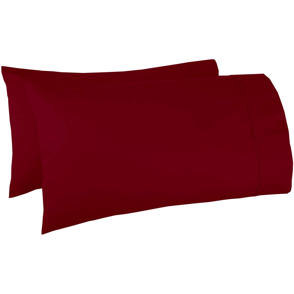 Premium 2-Pack King Size Giza Cotton Pillowcases - 20x40 Inches, Burgundy Solid Color - Luxury Bedding for Hotels, Guest Rooms & Upscale Home Decor
