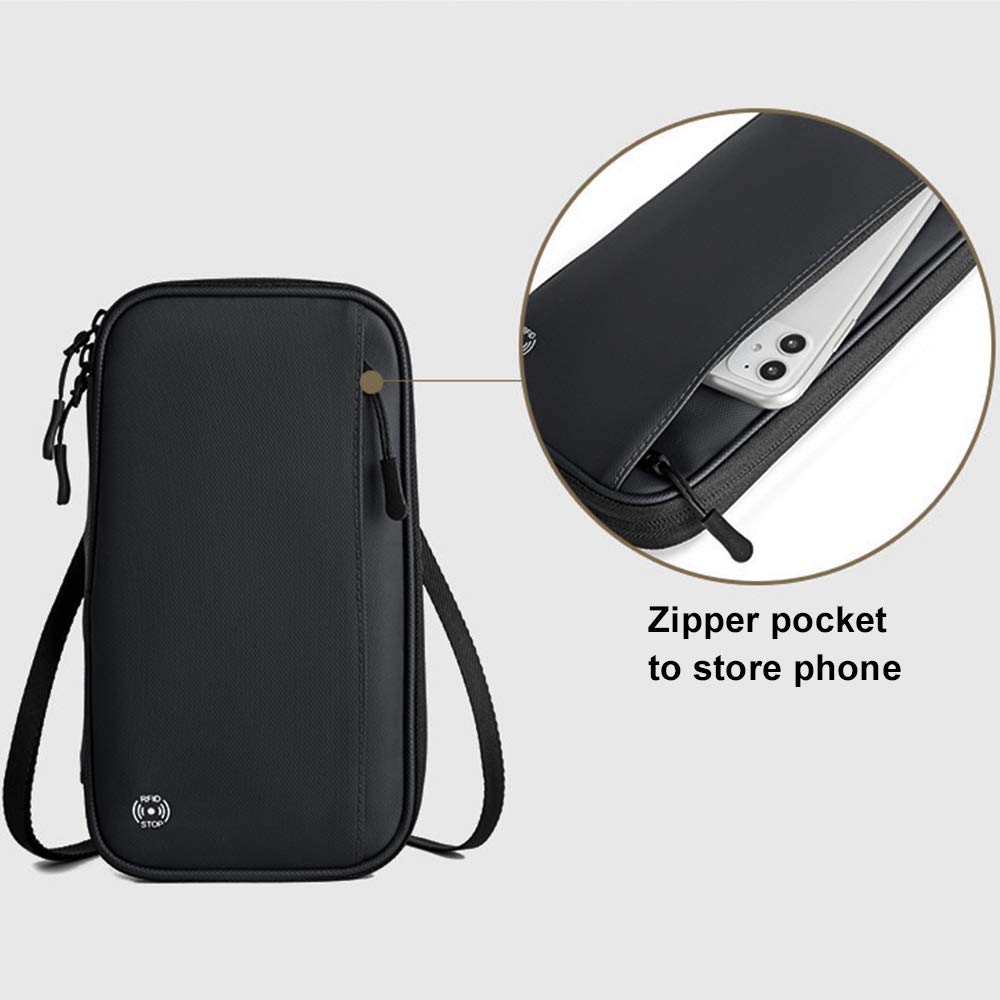 ZTBH Crossbody Travel Wallet & Passport Holder - Durable RFID Blocking Document Organizer for Family Vacations, Airplane Trips & International Travel (Blue) - Perfect for Airport Security, Sightseeing & Daily Commute