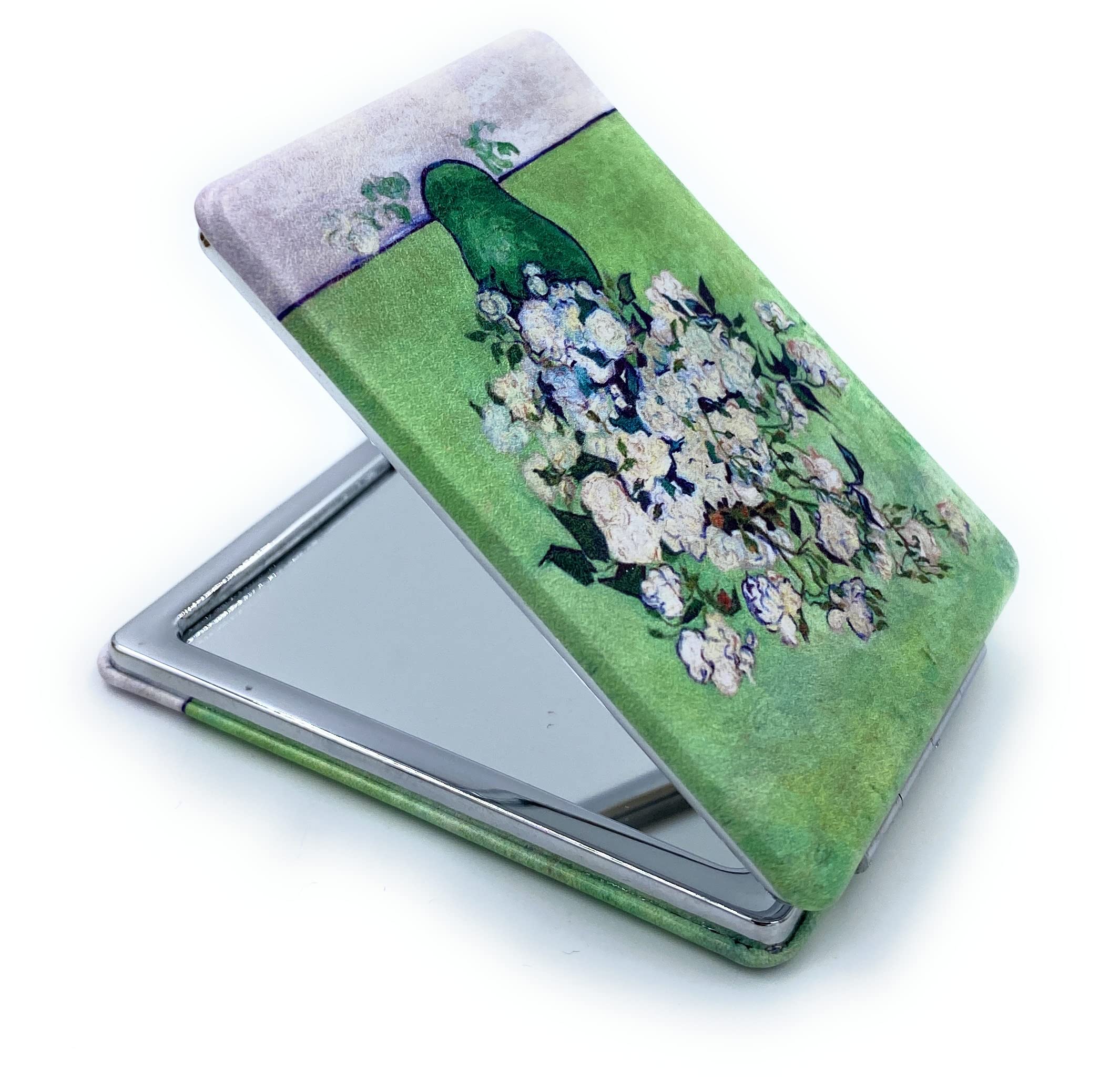 Van Gogh Roses Compact Mirror for Women - Small Travel Makeup Mirror with Lipstick Holder, Cute Pocket Purse Mirror - Perfect for On-the-Go Touchups, Gift for Her, Birthday & Anniversary Present