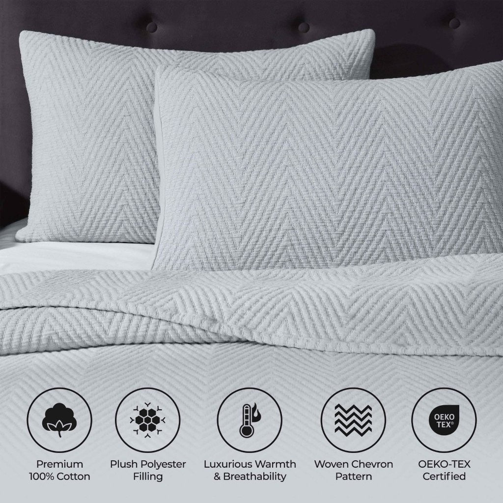 Premium Aswan Cotton Medium Weight Chevron Woven Coverlet - Soft & Breathable Bedspread for All Seasons - Perfect for Master Bedroom, Guest Room, or Dorm Decor