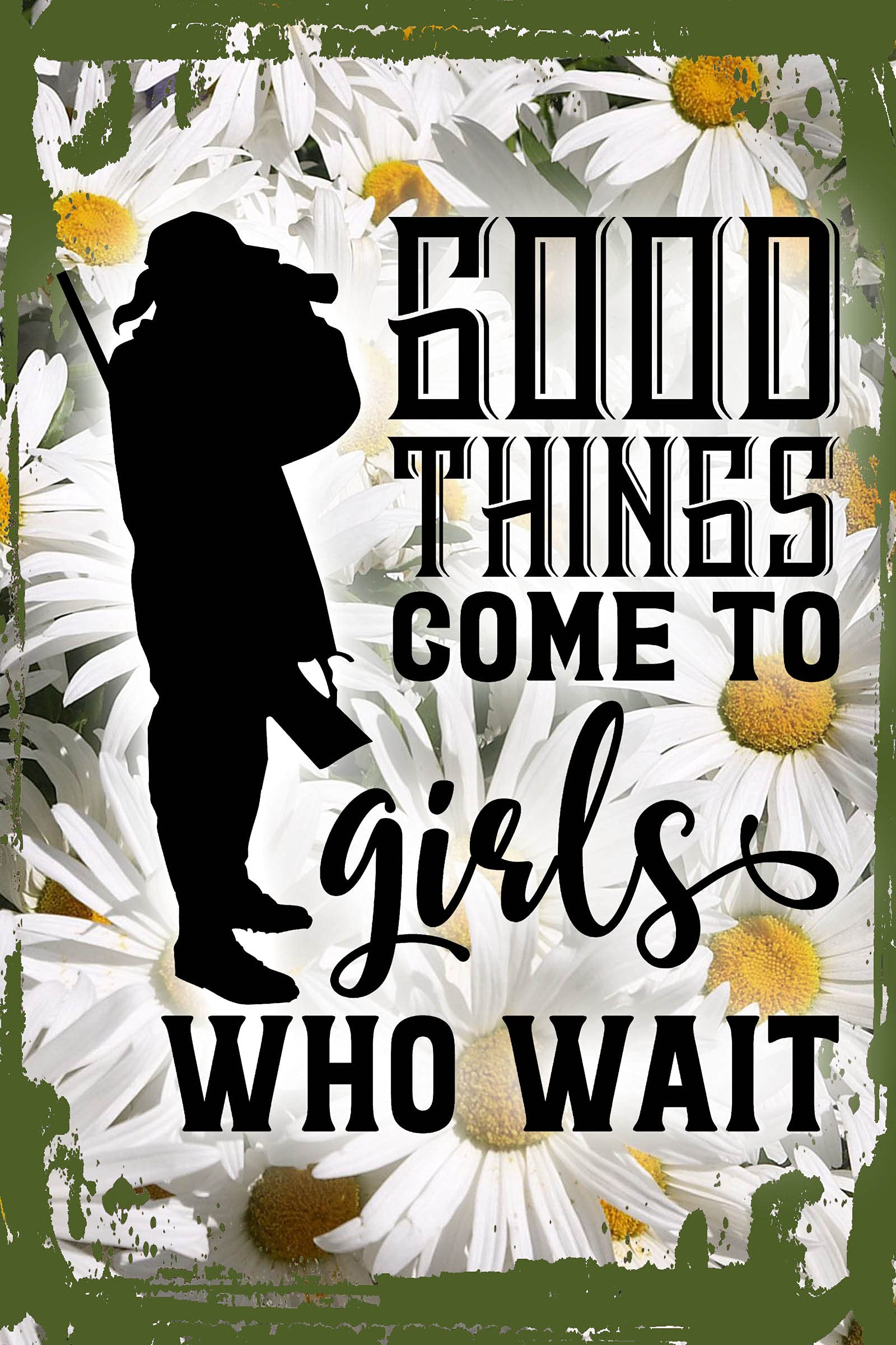 Vintage Daisy Flower Wall Art - 8x12 Inches Rustic Home Decor for Women, Perfect for Living Room, Bedroom & Office - Funny Hunting Deer Duck Sign - Unique Gift Idea for Hunters & Nature Lovers