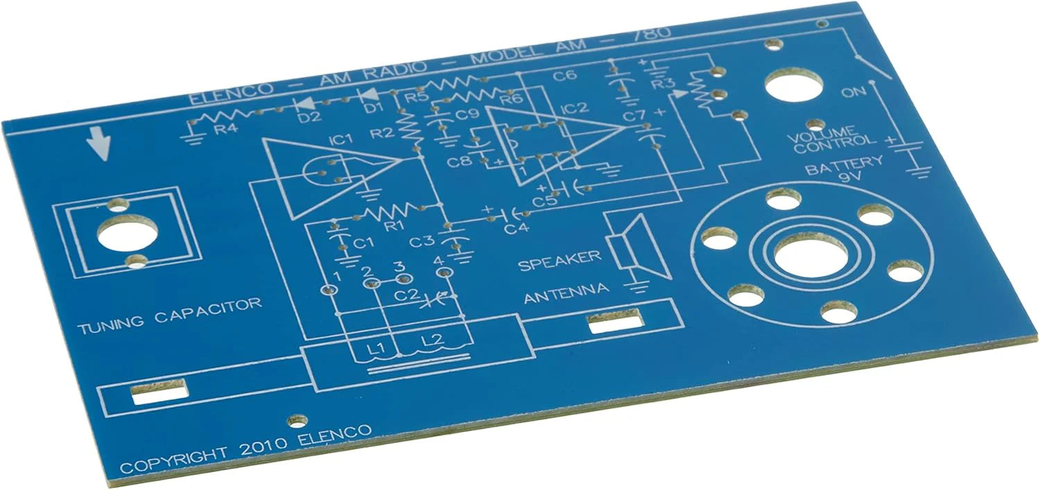 Elenco Two IC AM Radio Kit - DIY Soldering Project for Beginners, AM 780K Frequency | STEM Learning, Electronics Hobby, Educational Gift for Teens & Adults