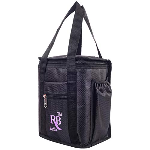 RB Suffer Insulated Lunch Bag - Smooth Zipper & Lightweight Lunch Box for Men, Women & Kids | Matte Black | Perfect for Work, School & Picnics