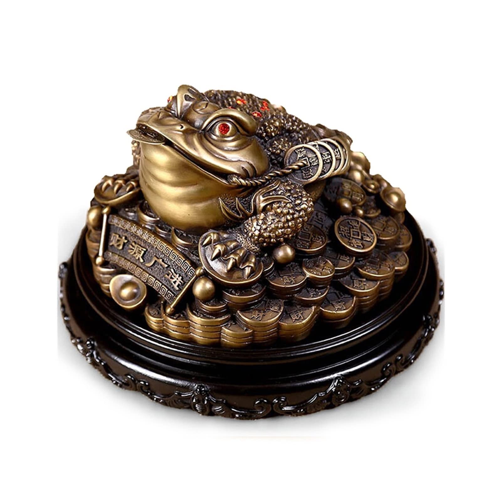 XIANGGUI 1983 Feng Shui Brass Golden Three-Legged Toad Statue - Lucky Money Frog Decor for Home, Office, Desk (19x18x12cm) - Perfect for Wealth Attraction & Home Decoration