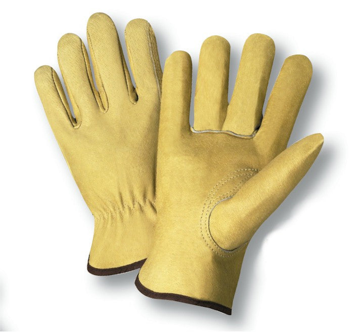 Radnor Pigskin Unlined Drivers Gloves with Elastic Back - Premium Leather Work Gloves for Men - Perfect for Driving, Construction & Outdoor Activities