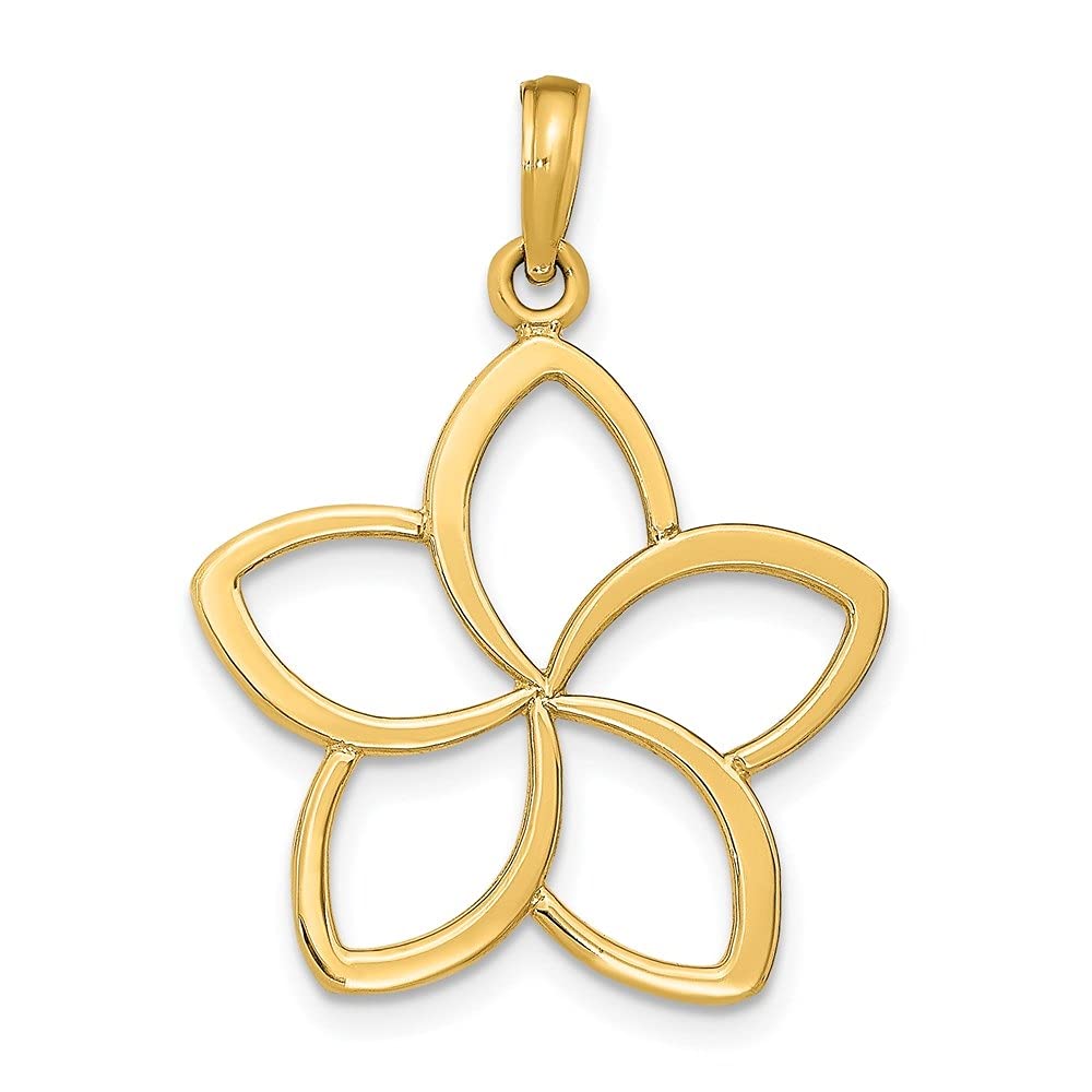 14K Yellow Gold Floral Cut-Out Pendant Necklace - 24mm Dainty Flower Charm for Women | Perfect for Everyday Wear, Gift Giving & Special Occasions