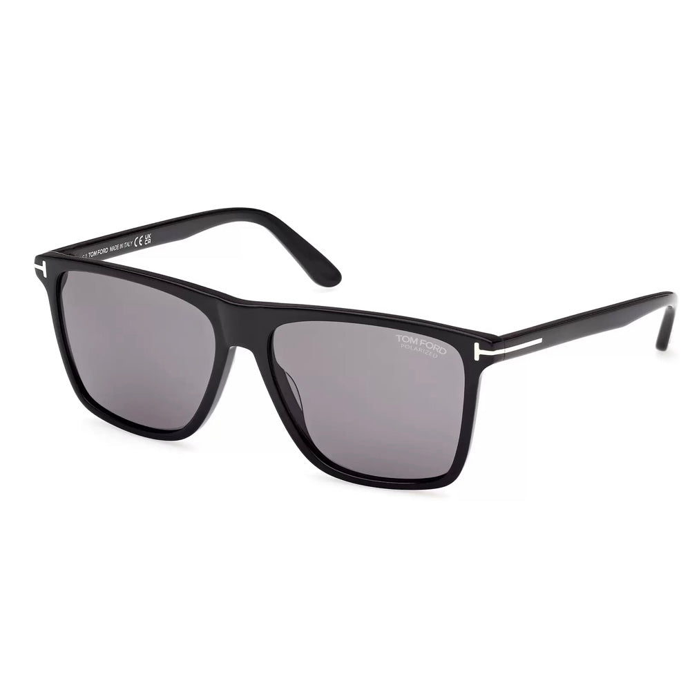 Tom Ford FT 0832 01D Fletcher Sunglasses - Black Grey Polarized Lenses for Men & Women | UV Protection, Luxury Fashion Shades for Driving, Beach & Outdoor Activities
