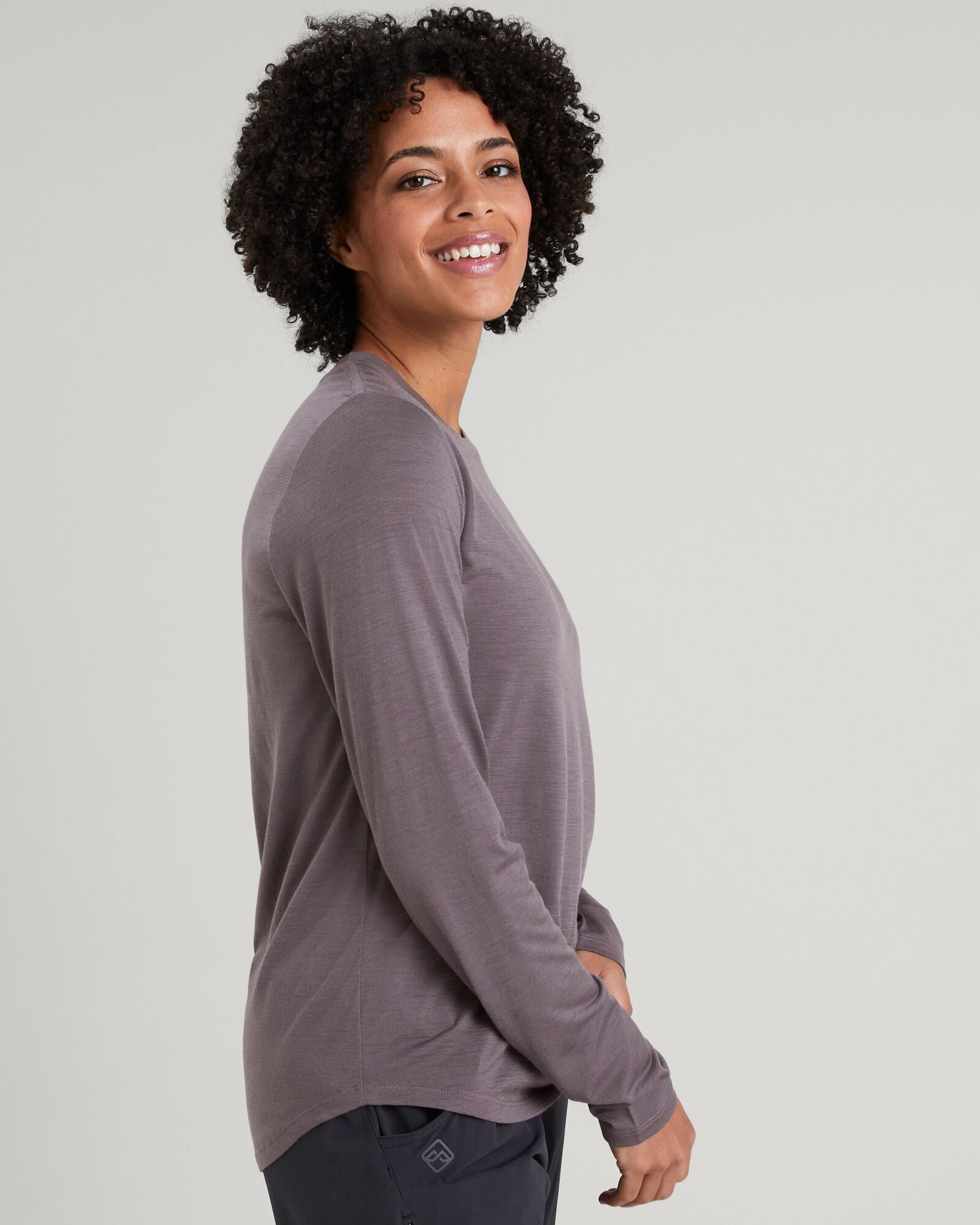 Women's 100% Merino Wool Long Sleeve Crewneck Sweater - Light Quartz | Warm Winter Layering & Casual Outfit Essential