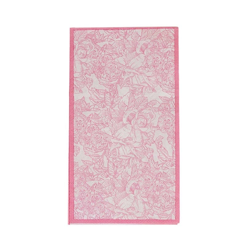25 Pack Vintage Floral Print Pink Dinner Napkins - Elegant Disposable Paper Napkins for Parties, Weddings & Special Occasions