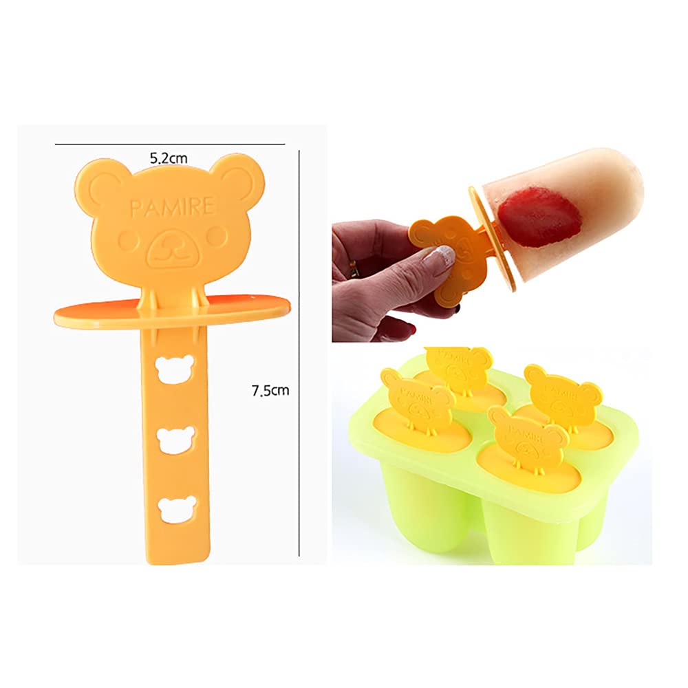 Best Silicone Popsicle Molds - 4-Piece Reusable Bear Shape Ice Pop Maker (Green) for Kids, Homemade Frozen Treats, Summer Snacks & Party Favors
