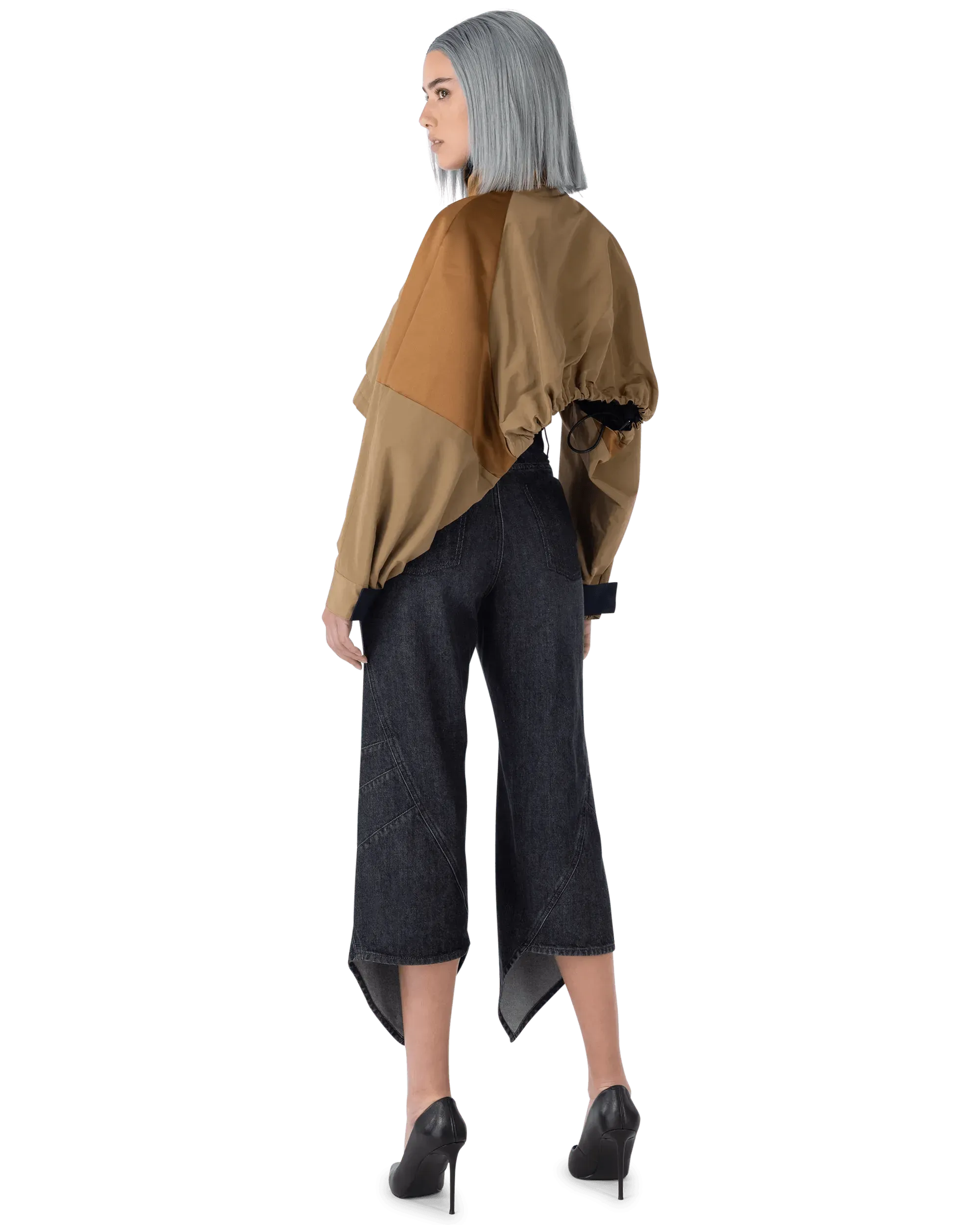 Stylish Grosgrain Mix Cropped Jacket for Women - Trendy Fashion Outerwear for Spring & Fall - Perfect for Casual Outings, Office Wear & Date Nights