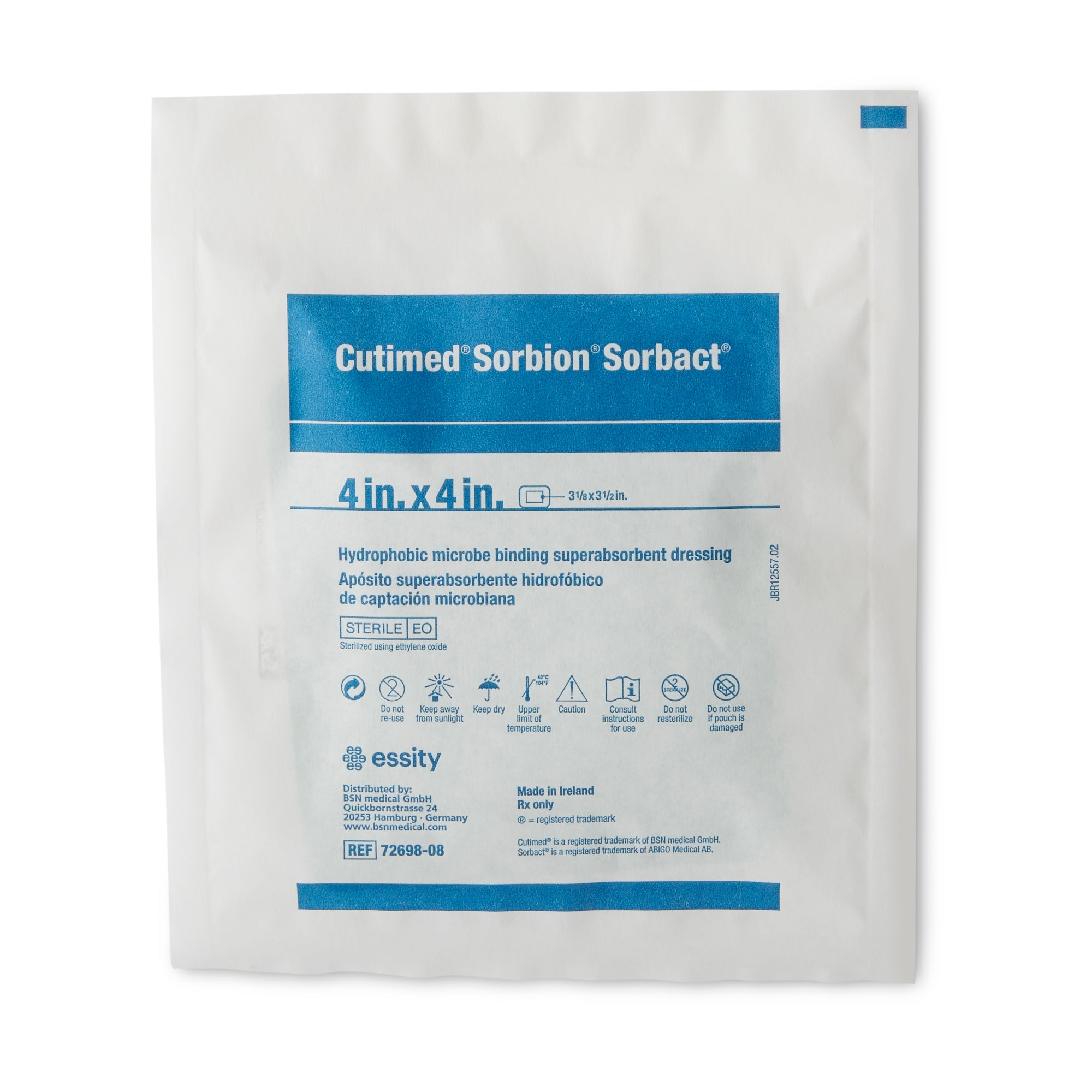 BSN Jobst Cutimed Sorbion Sorbact Antimicrobial Wound Dressing 4x4 Inch (10x10cm) - Sterile Wound Care for Ulcers, Burns & Post-Surgical Protection - Ideal for Home First Aid & Medical Clinics