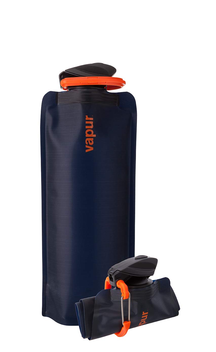 Vapur Collapsible Water Bottles 2 Pack - Reusable Leak Proof BPA-Free Water Bottles with Carabiner Clip for Gym, Hiking, Camping & Travel - Foldable Anti-Bottle for Outdoor Adventures & Fitness Activities