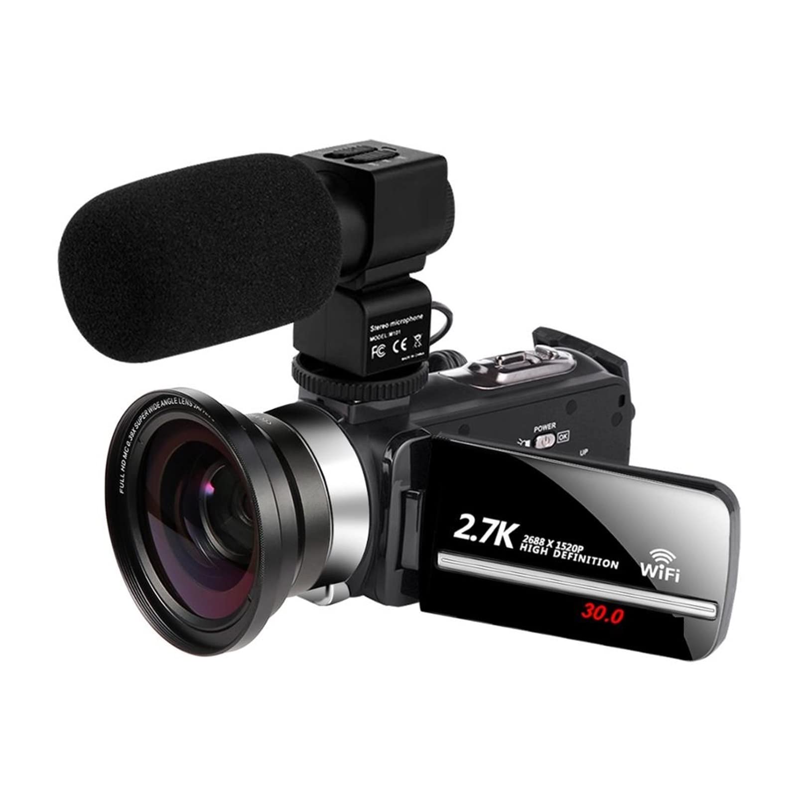 AUBEST 2.7K Digital Video Camera Camcorder with 32GB SD Card & Lens - Portable HD Webcam for Vlogging, YouTube Streaming, Home Movies, Outdoor Travel & Sports Photography