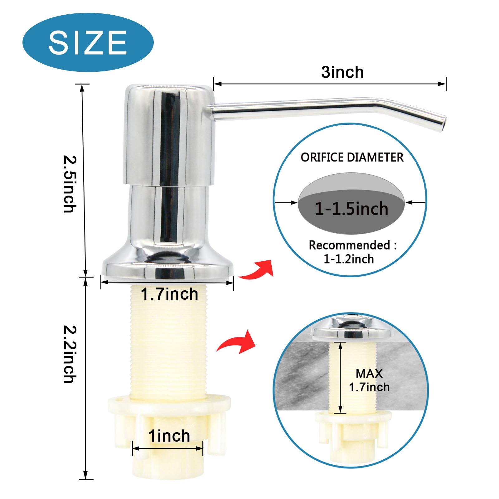 Stainless Steel Kitchen Soap Dispenser with 47