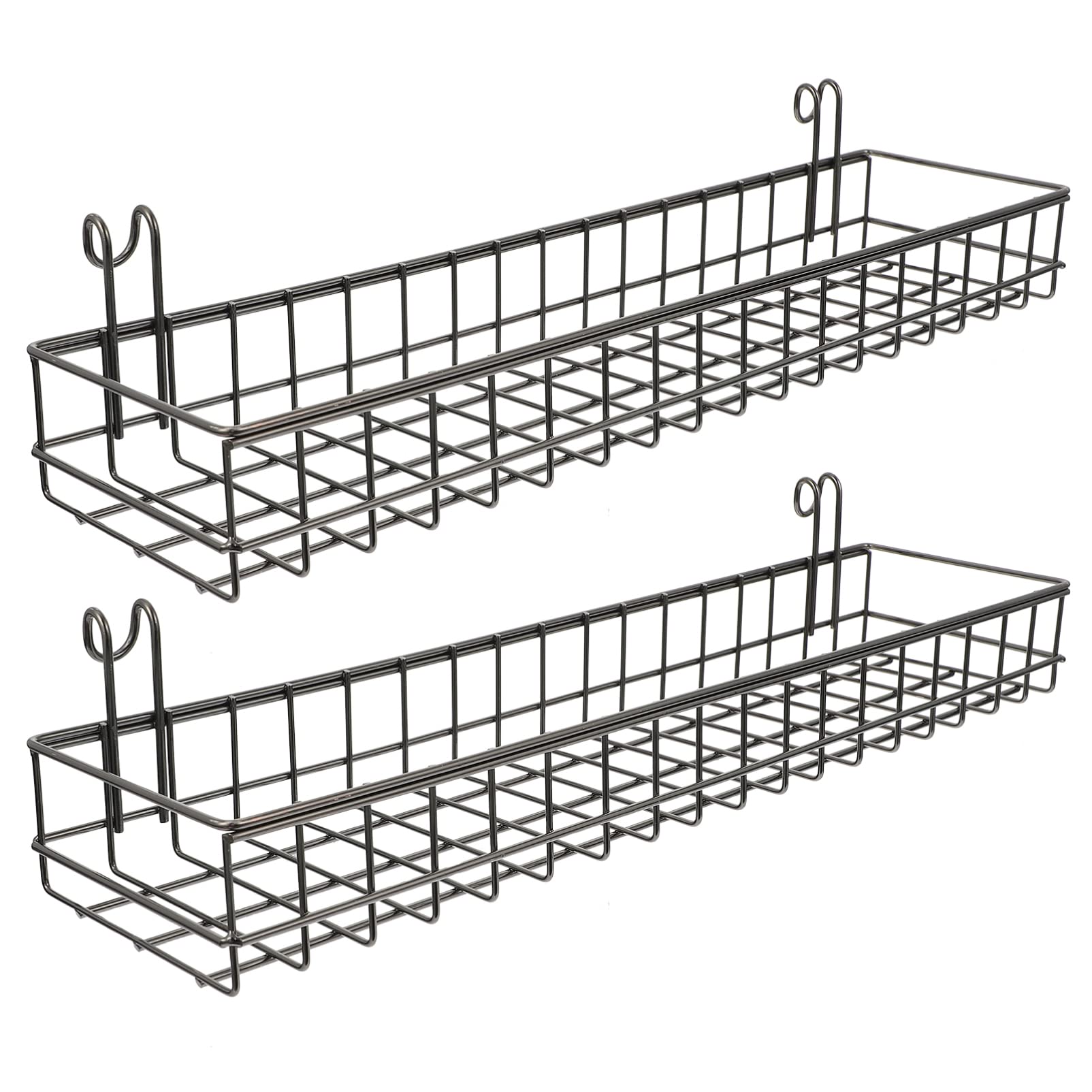 iplusmile 2-Pack No Drill Wall Mount Storage Baskets - Metal Hanging Organizer for Kitchen, Bathroom, Cabinet (40x10cm) - Perfect for Spice Jars, Toiletries & Small Item Storage