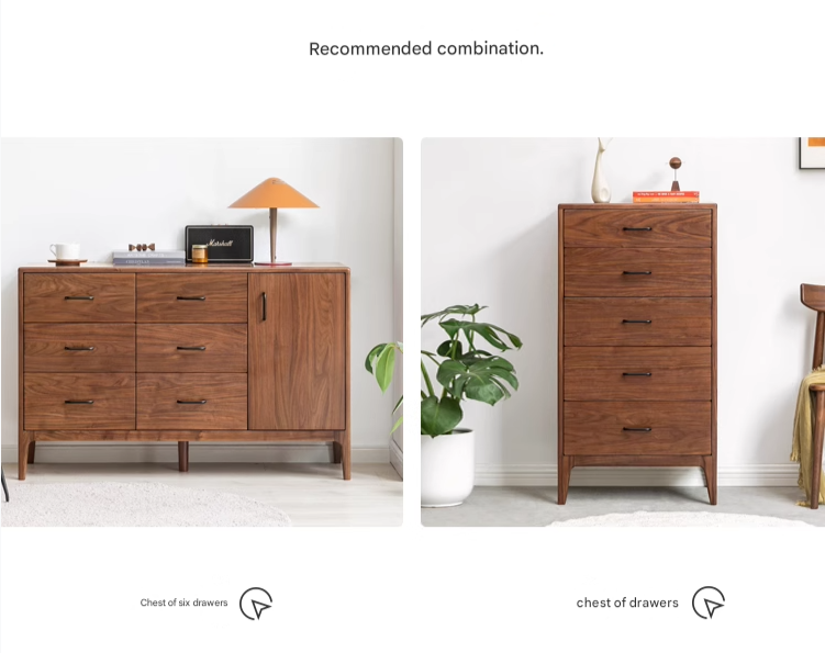 Premium Black Walnut Solid Wood Modern Nightstand - Stylish Bedside Table with Drawer for Bedroom, Living Room & Guest Room
