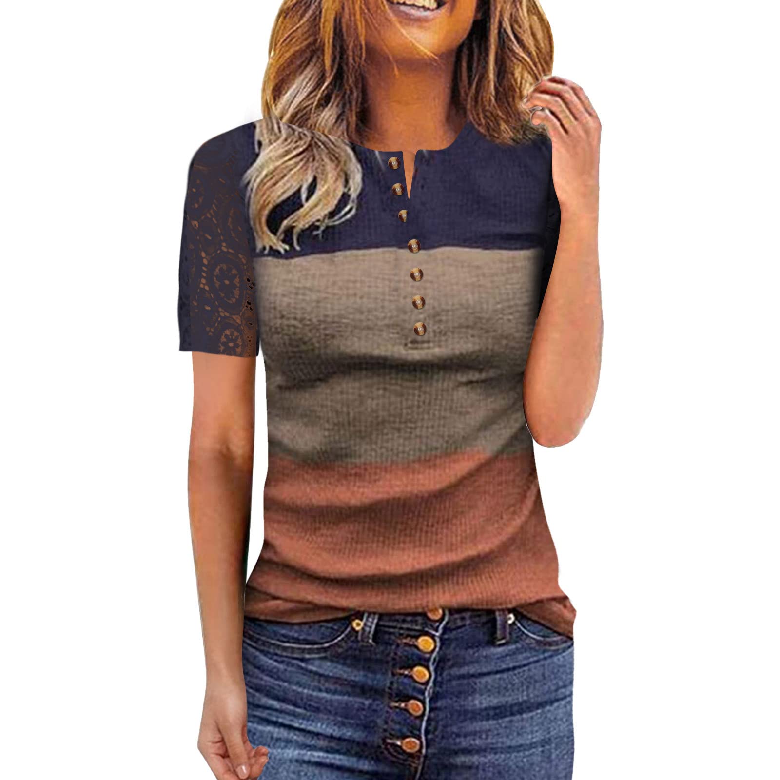 Women's Cute Short Sleeve High Neck Double Lined Tight T-Shirts & Crop Tops - Casual Summer Tees for Women | Perfect for Gym, Yoga, Streetwear & Everyday Outfits