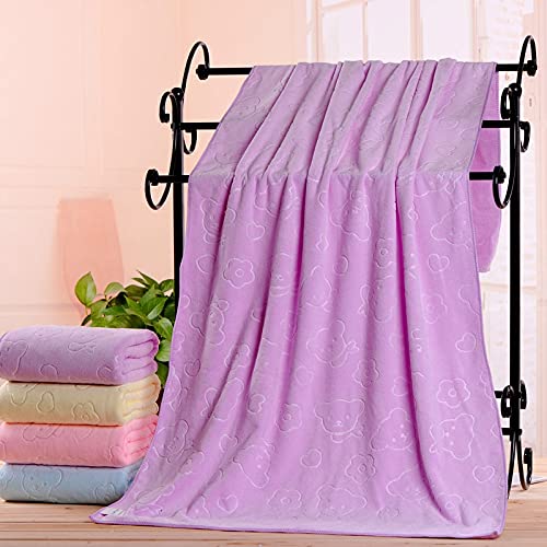 LSZA Luxury Microfiber Bath Towel 70x140cm - Ultra Absorbent, Quick Drying, Super Soft Hotel Quality Bath Towel (Purple) - Perfect for Spa, Beach, Gym & Luxury Home Use