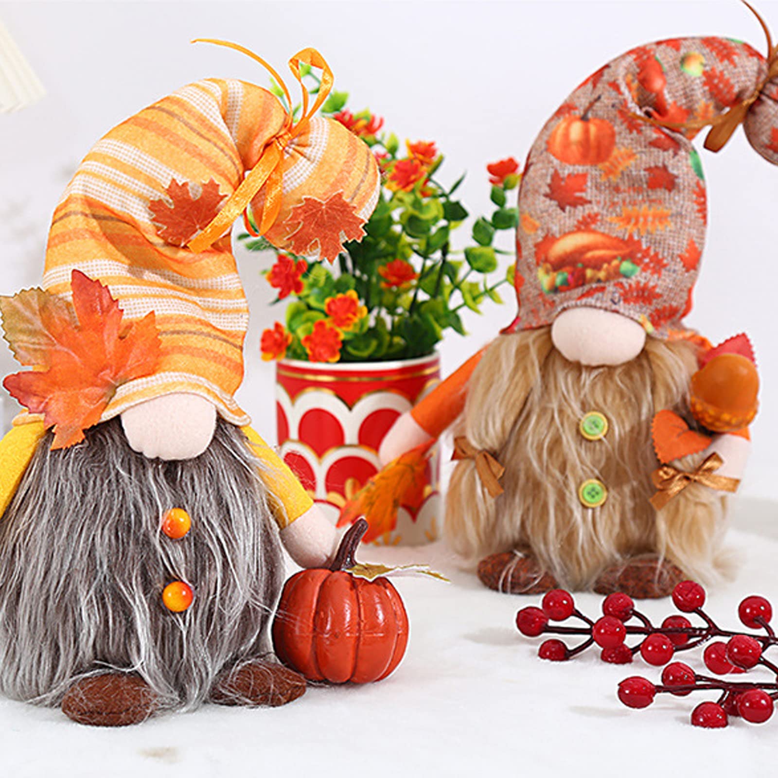 2 Pack Halloween Gnome Lighted Decor - Fall Harvest Table Ornaments for Party Supplies, Kids Gifts | Indoor & Outdoor Halloween Decorations for Home, Yard, and Garden