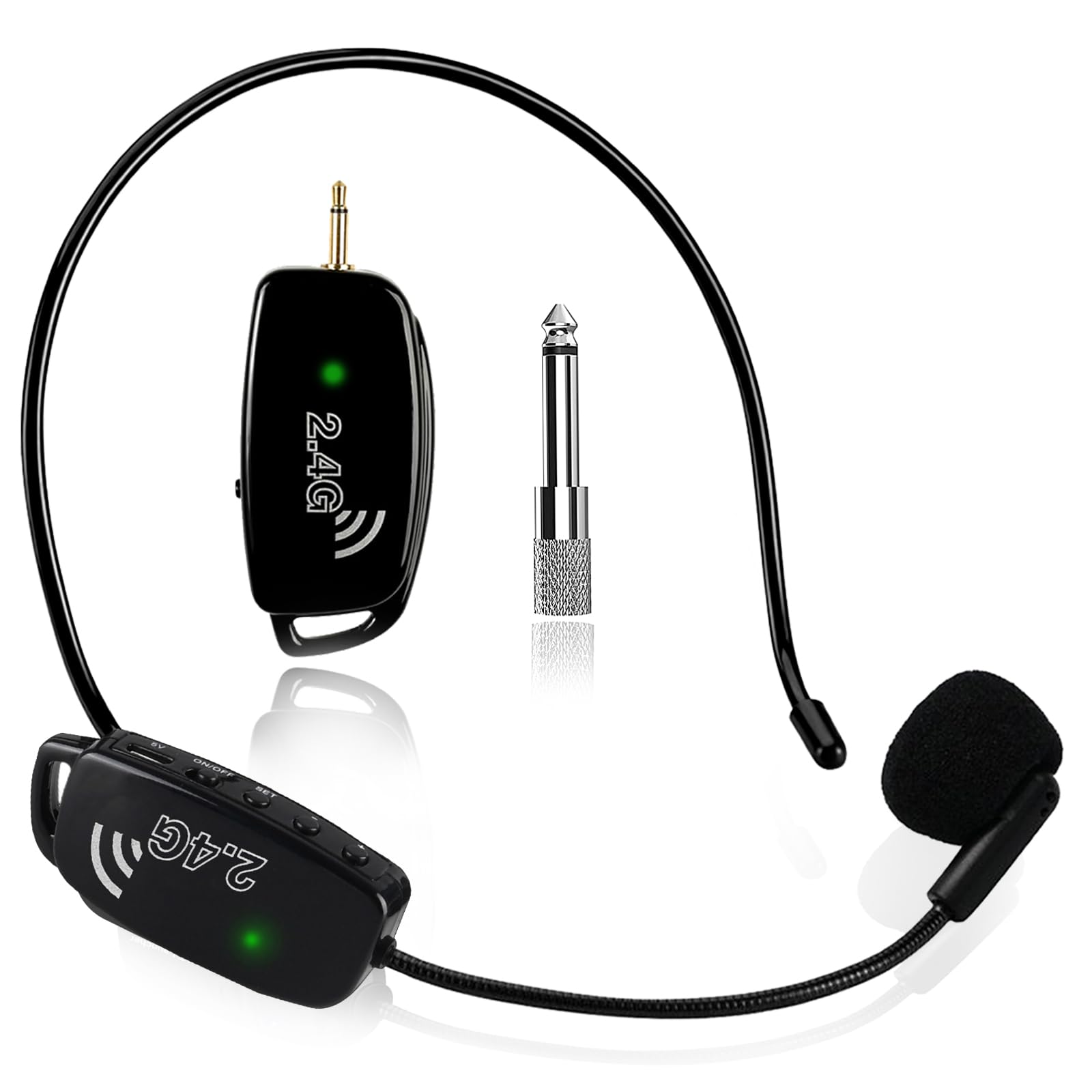 2.4G Wireless Microphone Headset & Handheld Mic 2-in-1 - 160ft Range with 1/8
