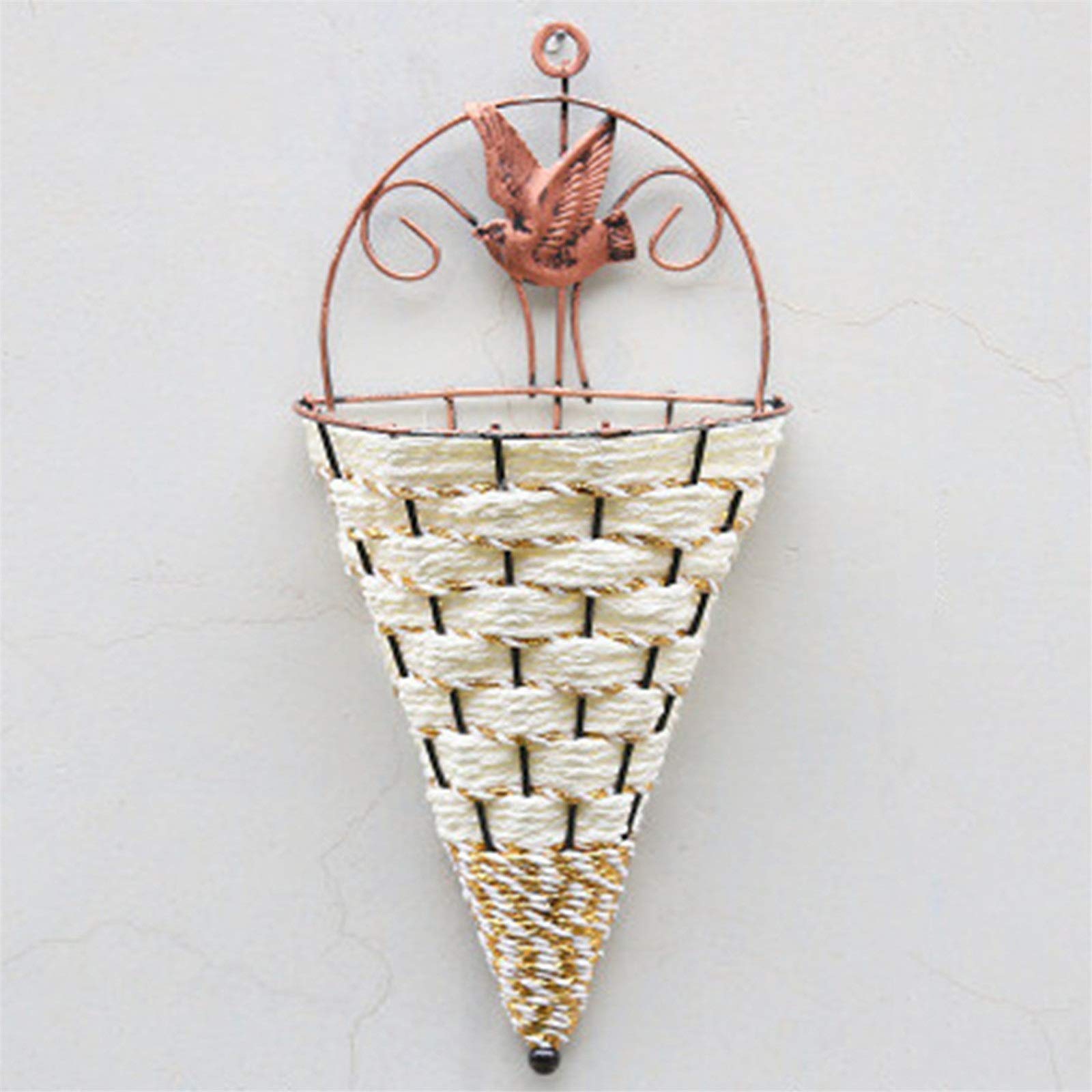 Artificial Flowers Basket Wall Hanging - Brown Plastic Home Decor for Living Room, Bedroom, Wedding - Simulation Flower Arrangement for Indoor Wall Decoration (One Size)