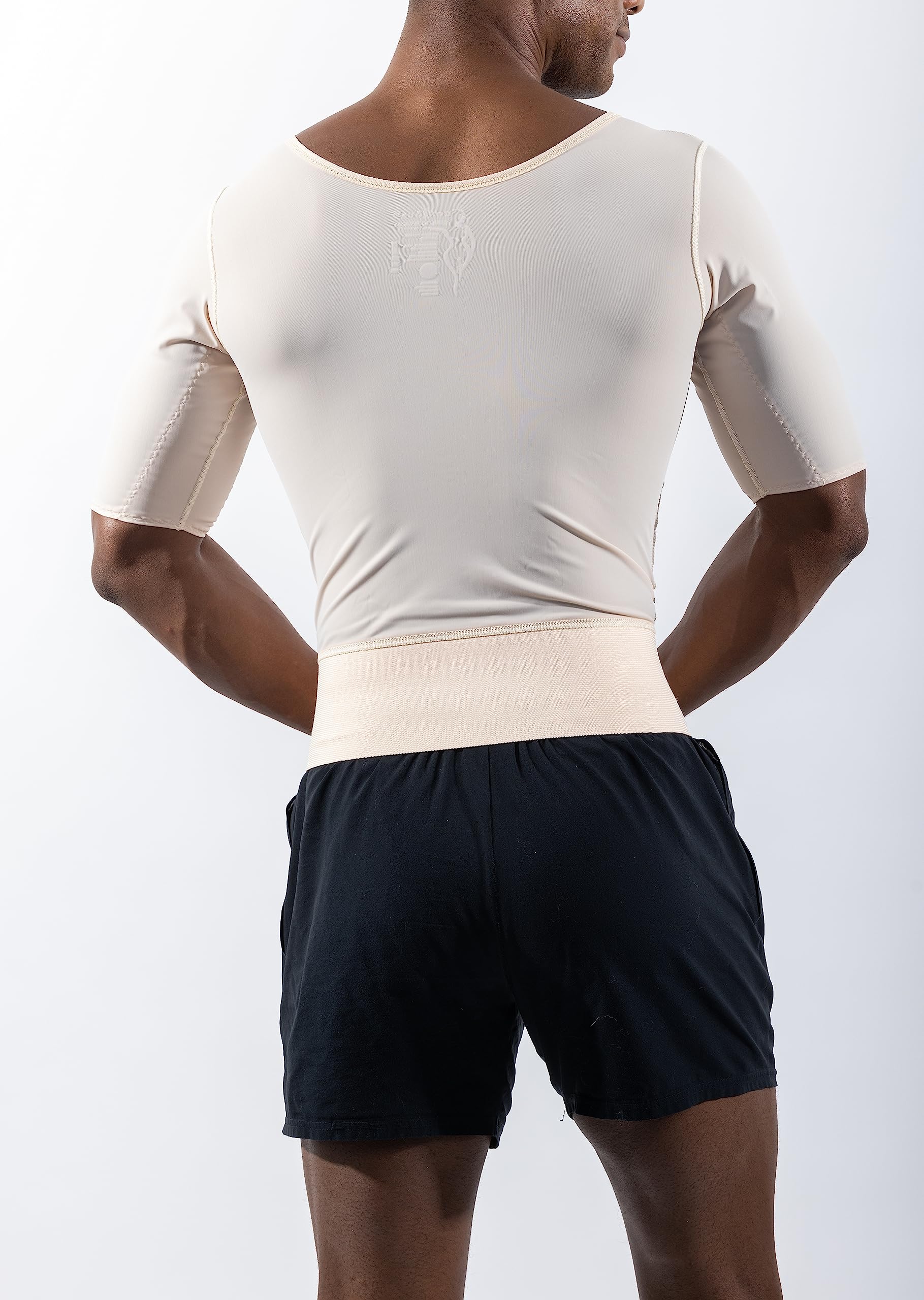 Post Gynecomastia Surgery Chest Compression Vest for Men with Sleeves - 11S BG S Beige - Post-Op Recovery, Swelling Reduction & Comfort Support for Gynecomastia Patients