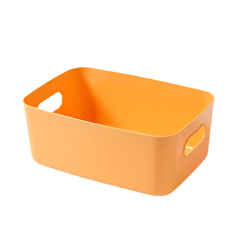 Colorful Plastic Storage Bin with Cutout Handles - Multipurpose Organizer for Socks, Cosmetics, Pantry Items | Perfect for Bathroom, Kitchen, Countertop & Cabinet Storage (Yellow) - Ideal for Home Organization & Space Saving Solutions