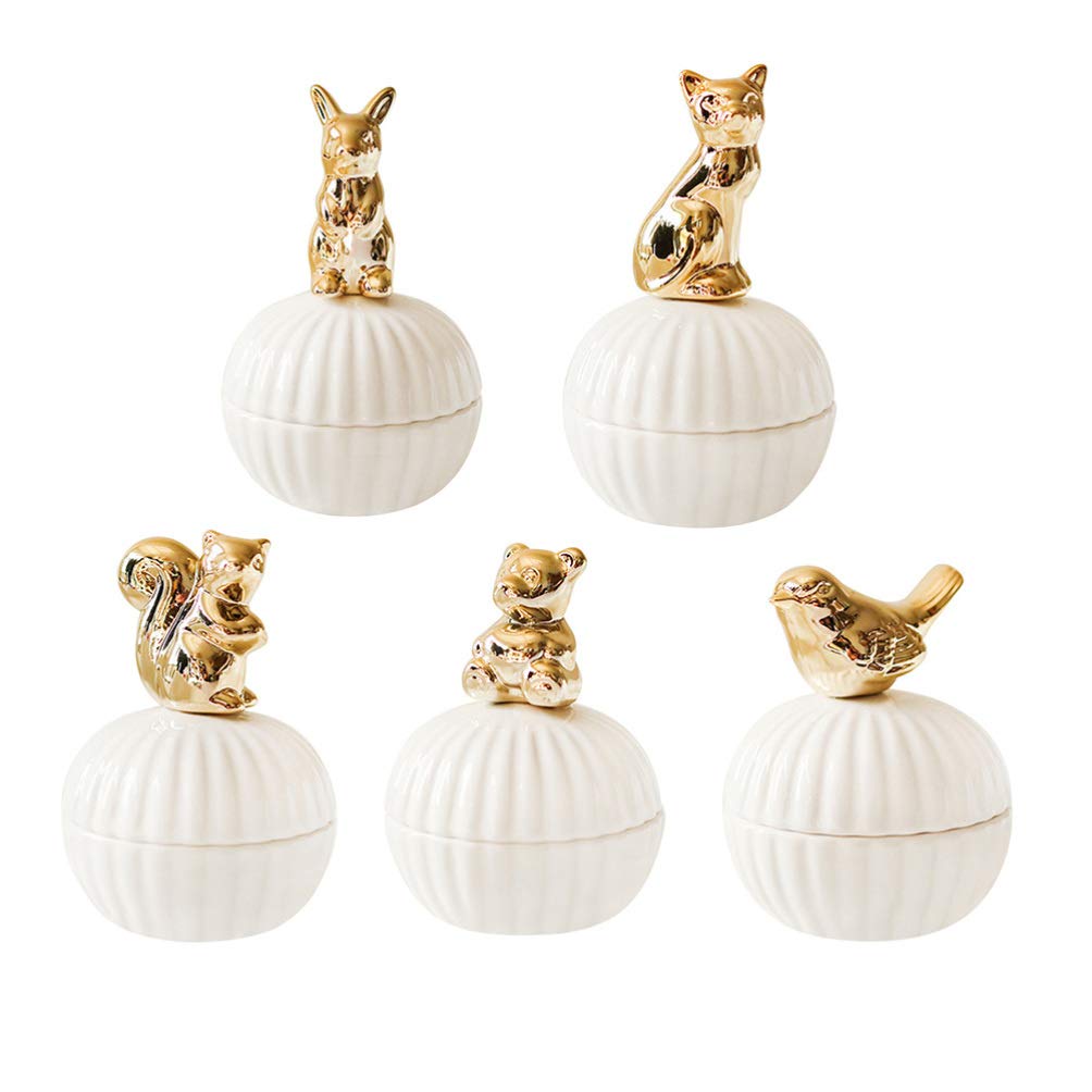 Amosfun Ceramic Sugar Bowl with Lid - Candy Jar, Jewelry Organizer, Trinket Case for Necklaces & Small Items | Elegant Storage for Wedding Jewelry, Home Decor & Kitchen Use