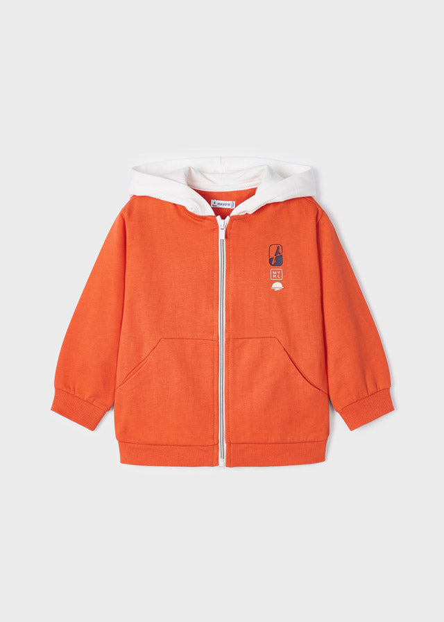 Mayoral Boys' Contrast Hoodie - Grapefruit Color | Stylish & Comfortable Pullover for School, Play & Outdoor Activities