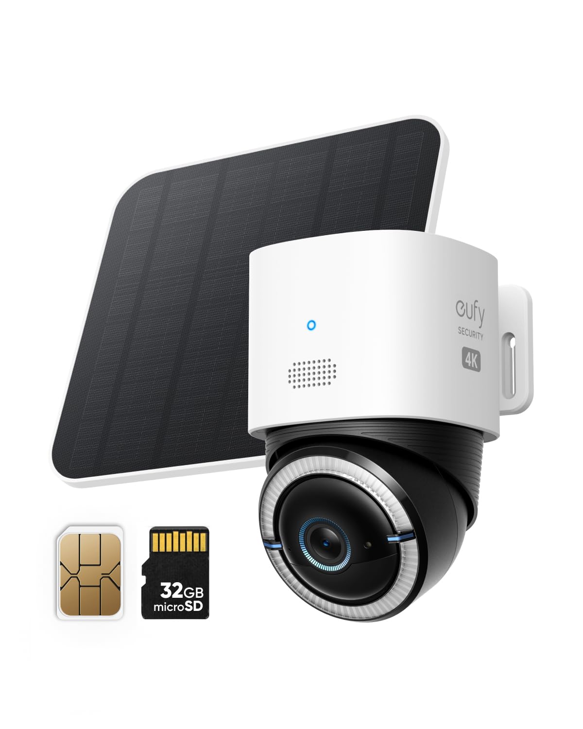 eufy Security 4G LTE Cam S330 - 4K Solar-Powered Wireless Outdoor Security Camera with Pan & Tilt, AI Tracking, SIM Card & 32GB SD Card Included - Works Without WiFi - Perfect for Remote Monitoring, Construction Sites & Off-Grid Properties
