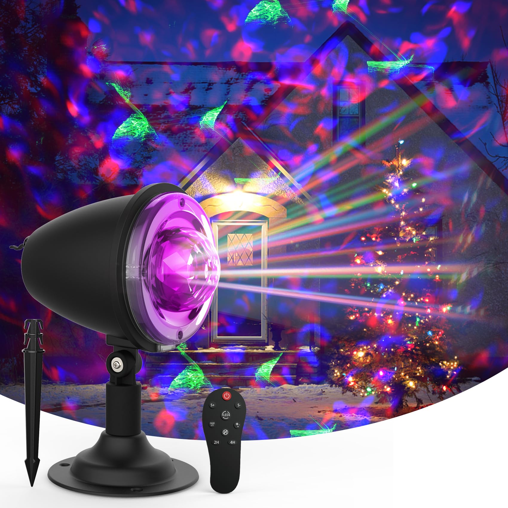 Outdoor Christmas Lights Projector with Remote - Waterproof LED Holiday Spotlight for Garden, Wall, Tree Decoration | Water Wave Aurora Effect for Weddings & Landscape Lighting