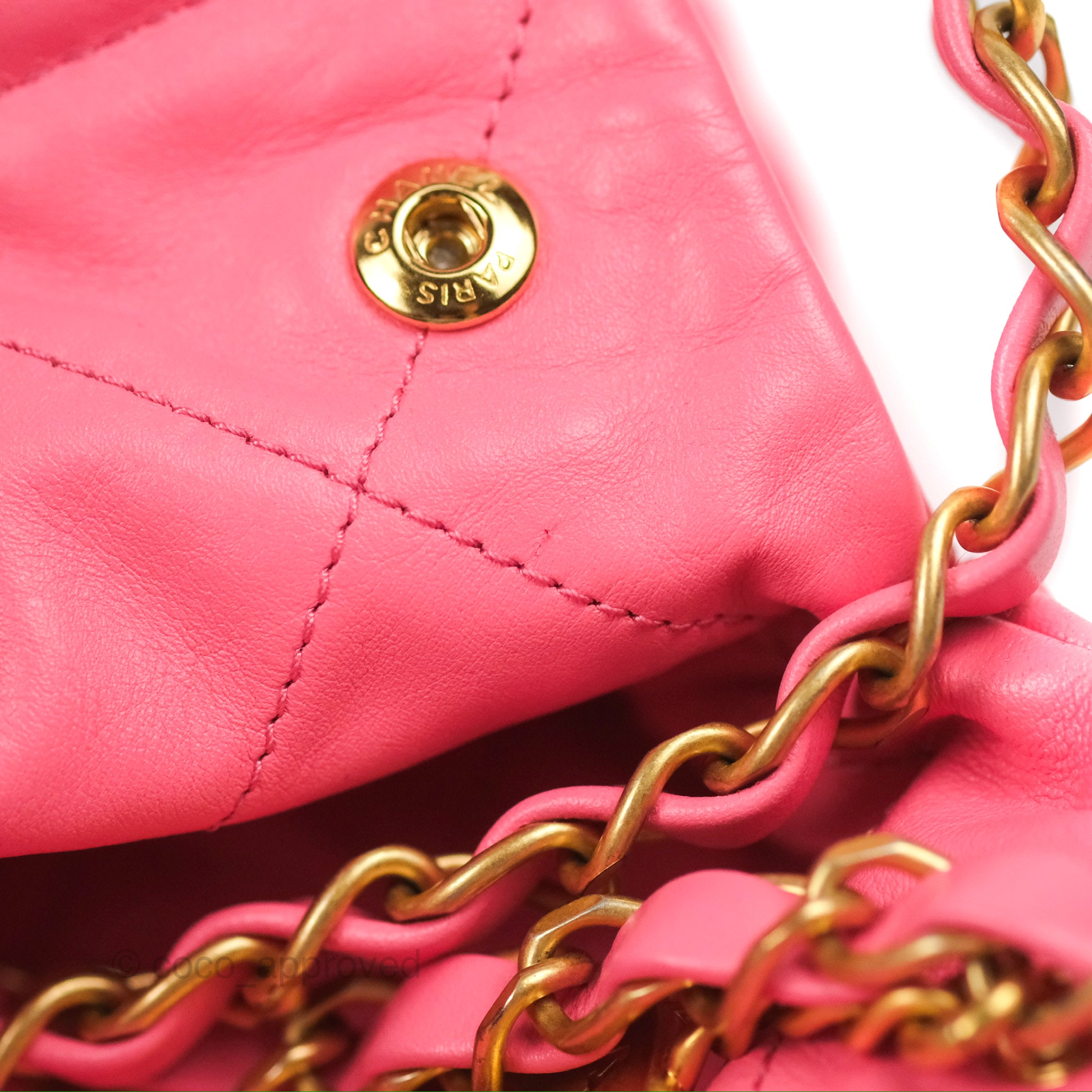 Chanel 22 Small Pink Shiny Calfskin Bag with Aged Gold Hardware - Luxury Crossbody Purse for Women, Perfect for Date Night & Special Occasions