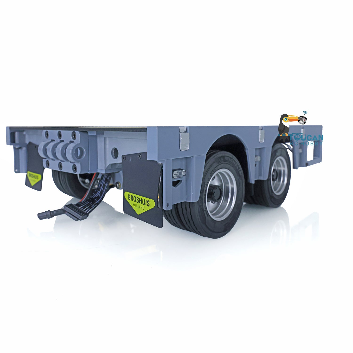 NOOXION 1/14 Scale CNC Metal Heavy Duty 5-Axle Steering Trailer with 1-Axle Module for RC Tractor Truck - DIY Remote Controlled Construction Vehicle Model - Perfect for RC Enthusiasts, Construction Simulation, and Off-Road Play