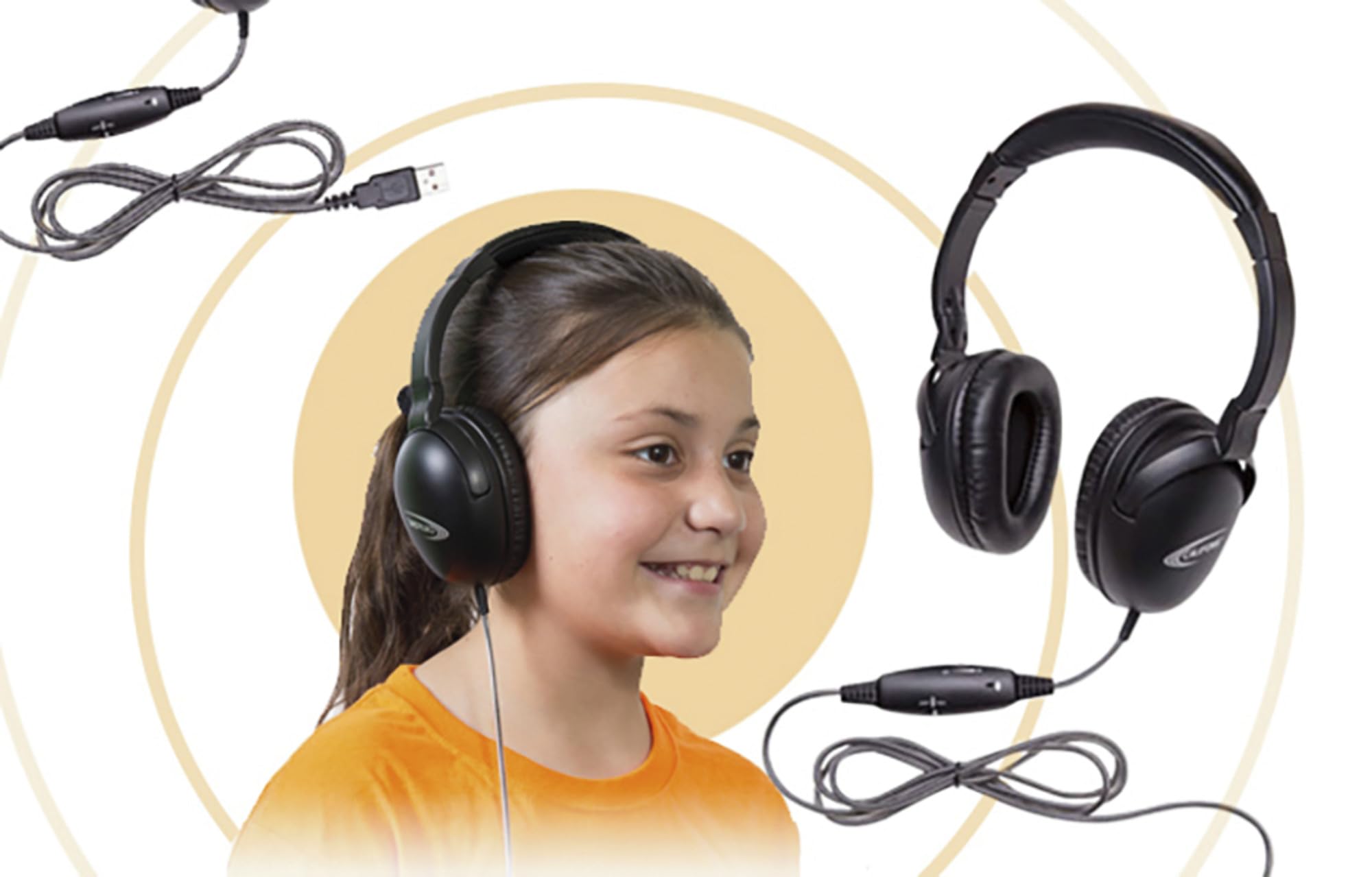 Califone NeoTech Plus 10171MUSB Premium Over-Ear Stereo Headphones with Inline Microphone - USB Plug, Black | Perfect for Online Classes, Call Centers & Remote Work