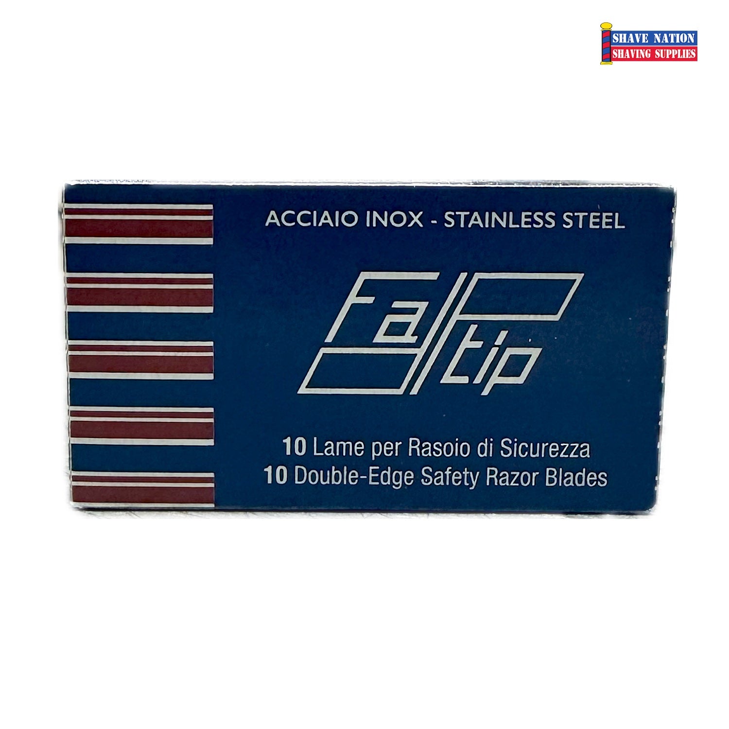 Fatip Premium Stainless Steel Double Edge Razor Blades - 10 Pack for Smooth Shaving - Perfect for Wet Shaving & Travel Grooming Kits